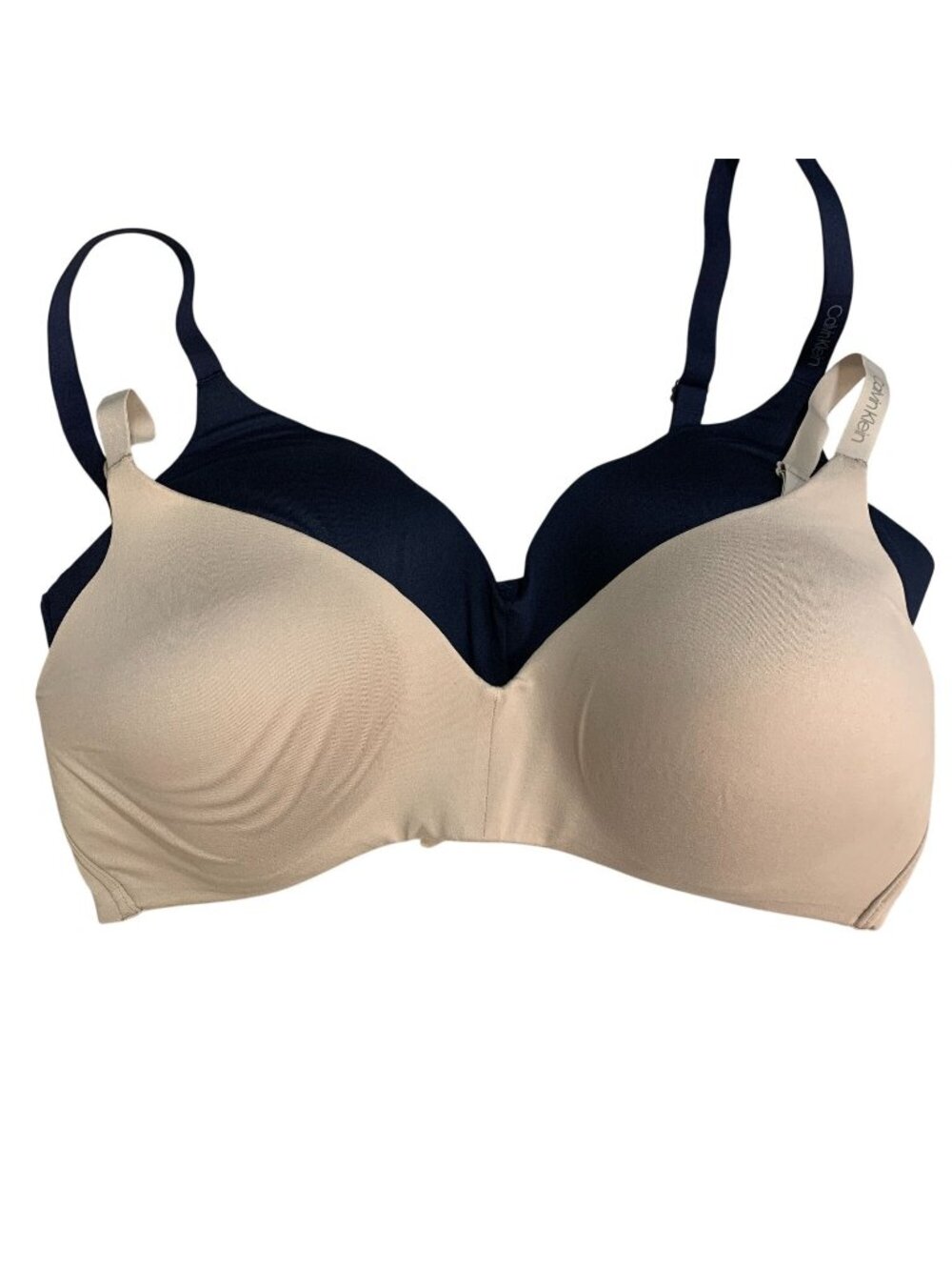 NWT Calvin Klein Women’s L Blue & Beige Lightly Lined Wireless Bra 2-Pack